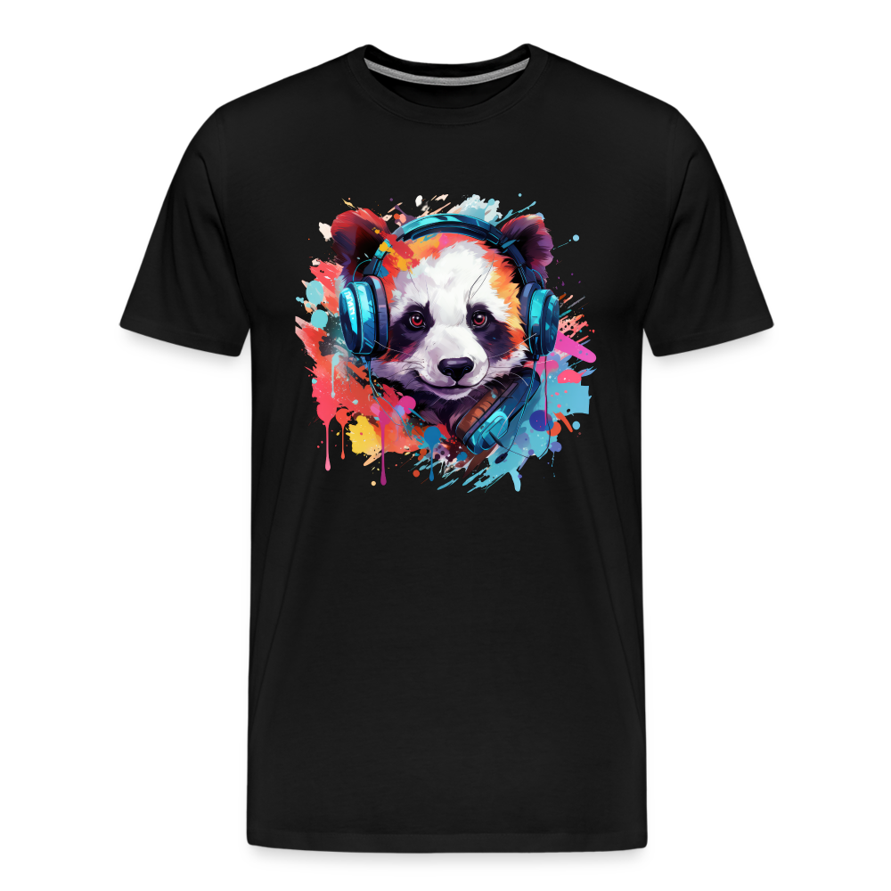 Panda Kopfhörer Safari Zoo Männer Premium T-Shirt - Schwarz
