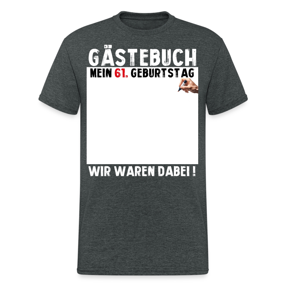 61. Geburtstag Gästebuch T-Shirt Lustig Geschenk T-Shirt - Dunkelgrau meliert