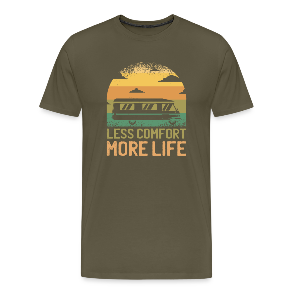 Less Comfort More Life Camping Vanlife Premium T-Shirt Herren - Khaki