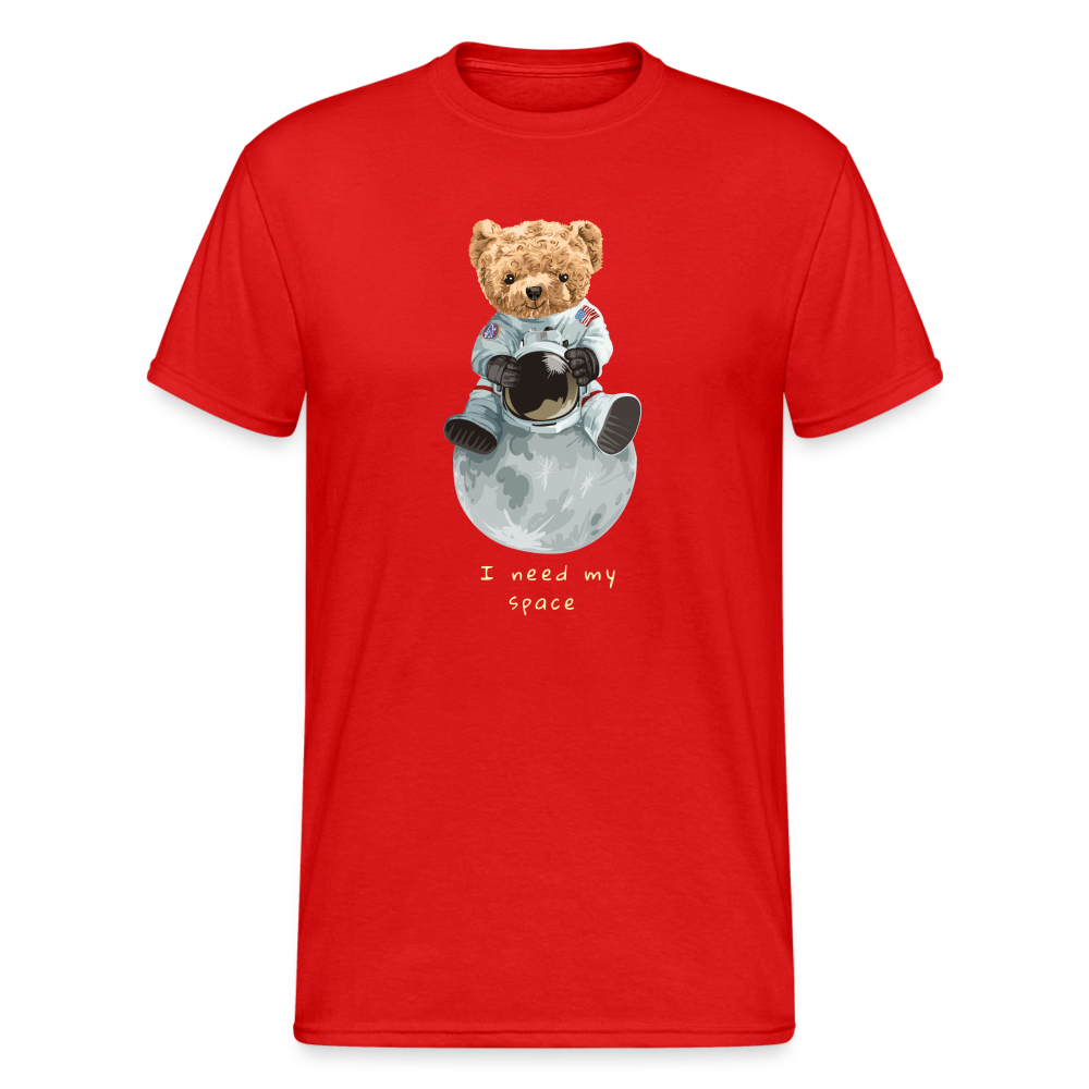Teddybär Bear I need my space Streetwear Spruch T-Shirt Herren - Rot