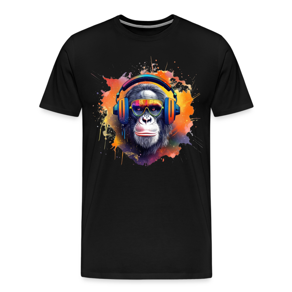 DJ Monkey Affe T-Shirt Männer Premium T-Shirt - Schwarz