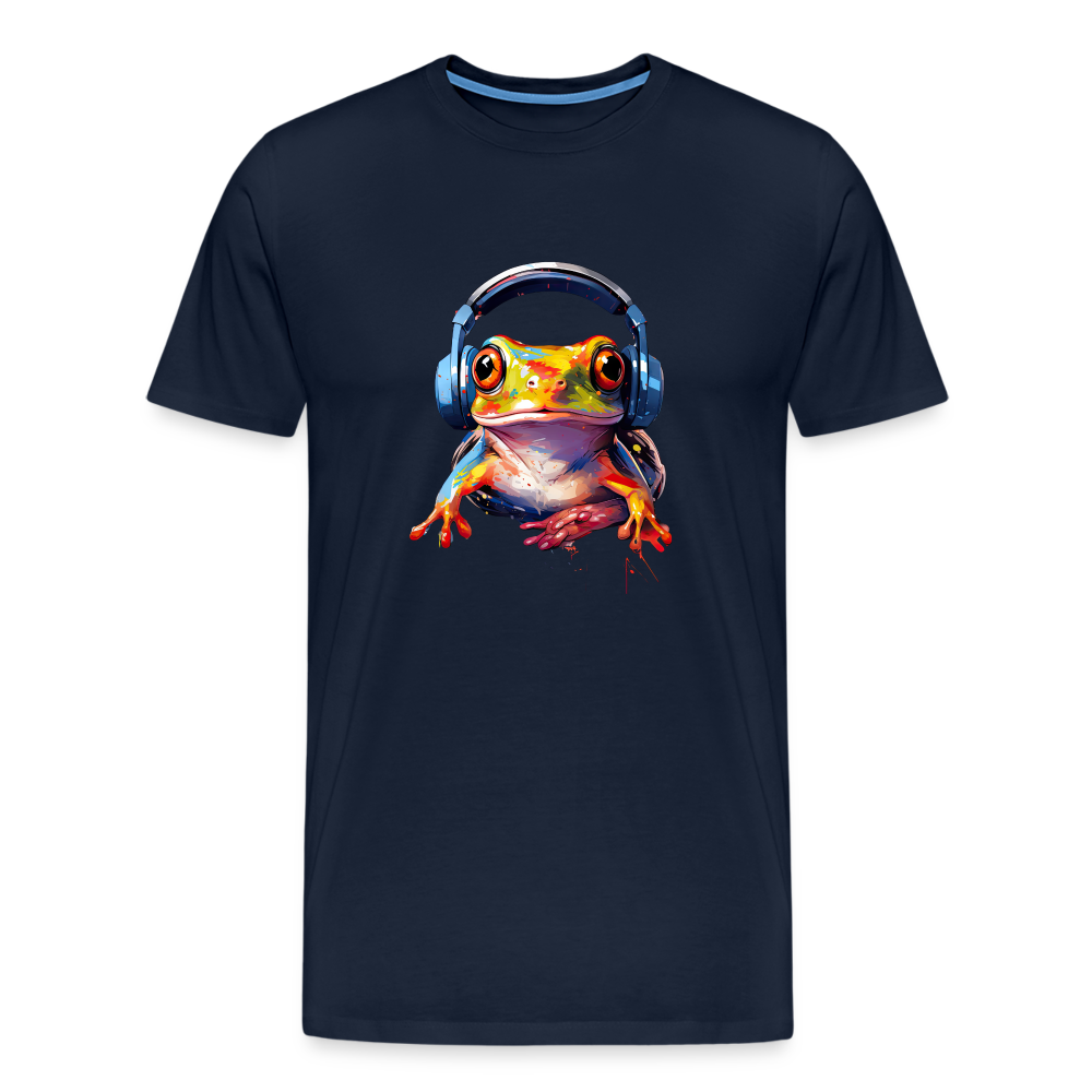 Frosch Kopfhörer Safari Zoo Männer Premium T-Shirt - Navy