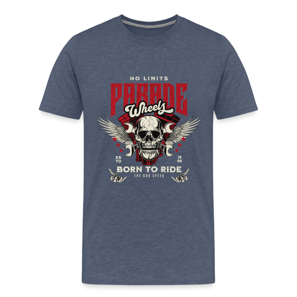 No Limits Parade Wheels Born To Ride Club  Premium T-Shirt Herren - Blau meliert