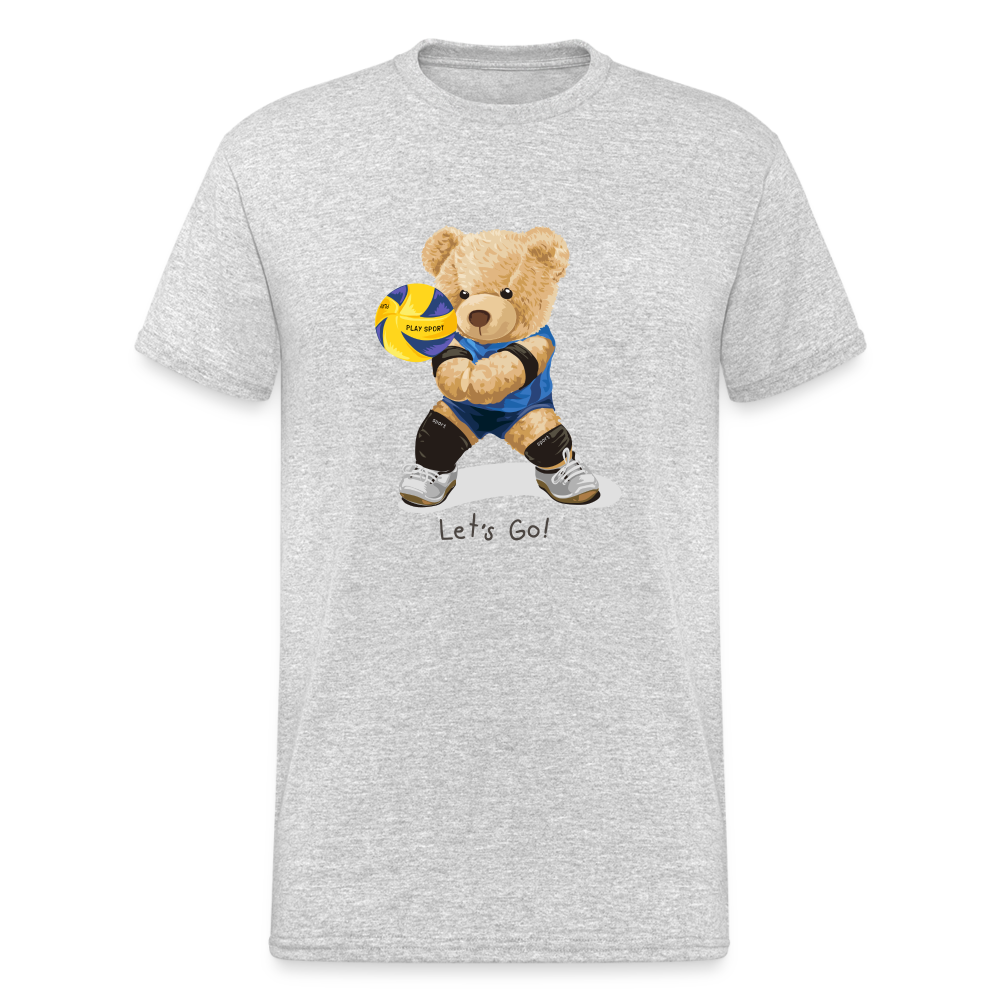 Teddybär Bear Let´s Go Streetwear Spruch T-Shirt Herren - Grau meliert