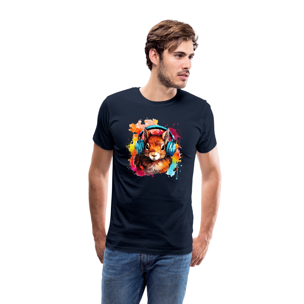 Eichhörnchen Kopfhörer Safari Zoo Männer Premium T-Shirt - Navy