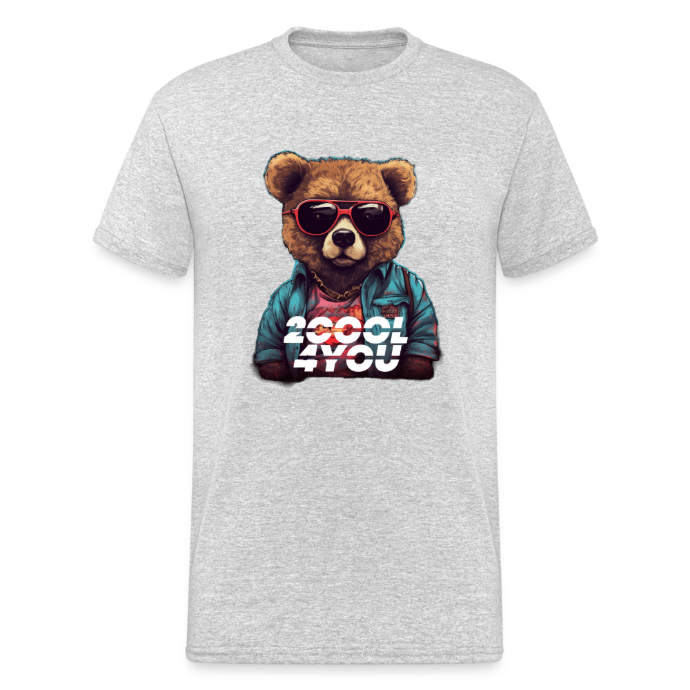 Teddybär Bear 2Cool4 You Streetwear Spruch T-Shirt Herren - Grau meliert