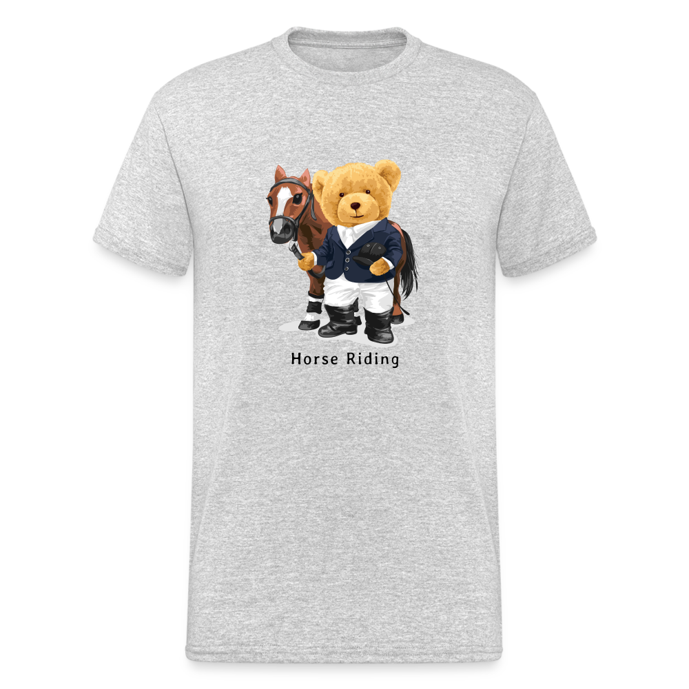 Teddybär Bear Horse Riding Streetwear Spruch T-Shirt Herren - Grau meliert