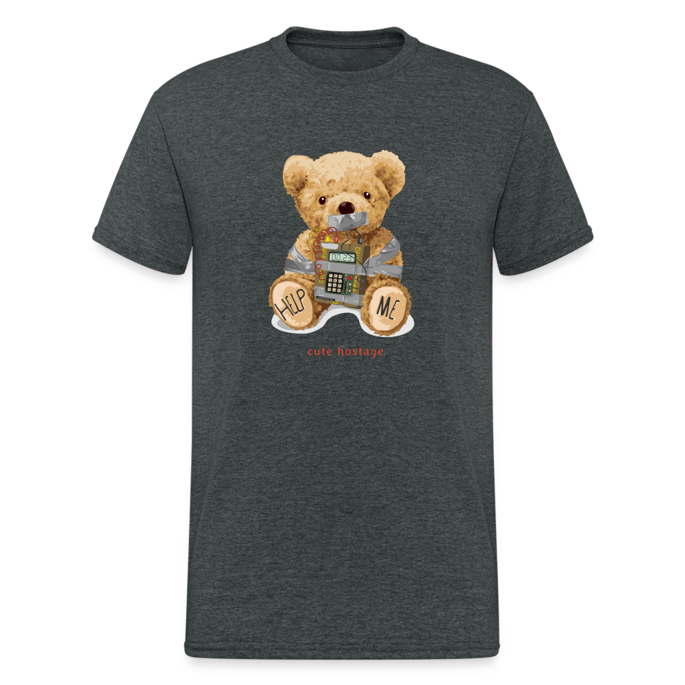 Teddybär Bear cute hostage Streetwear Spruch T-Shirt Herren - Dunkelgrau meliert