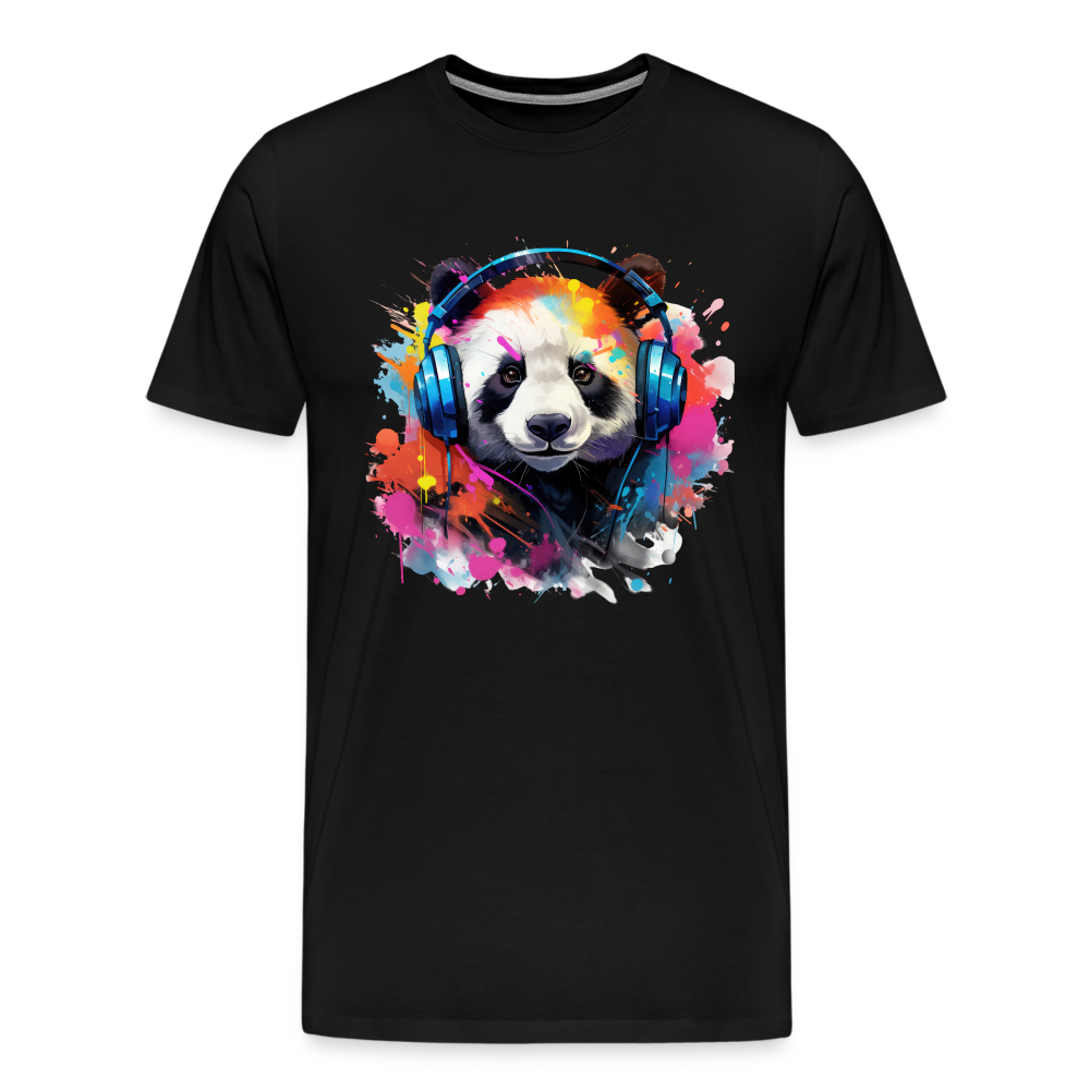 Panda Kopfhörer Safari Zoo Männer Premium T-Shirt - Schwarz