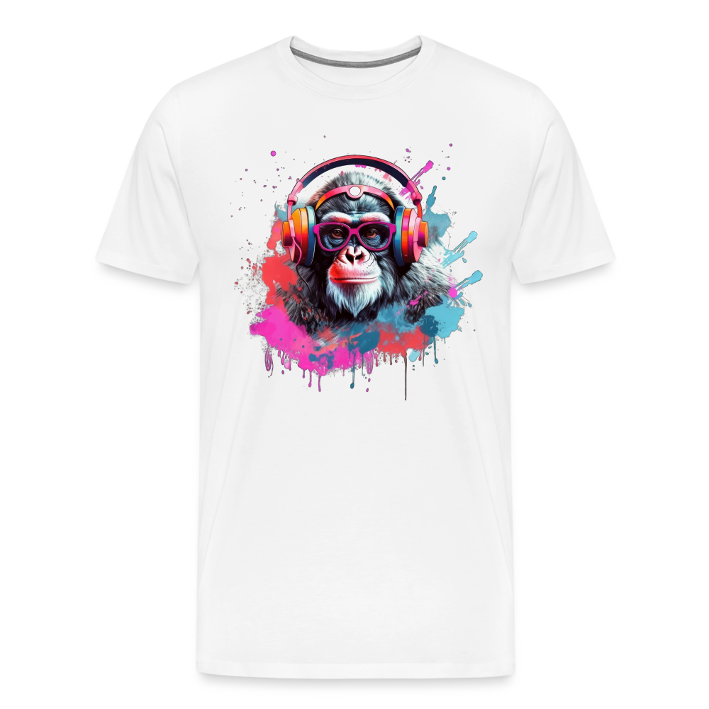 DJ Monkey Affe T-Shirt Männer Premium T-Shirt - Weiß