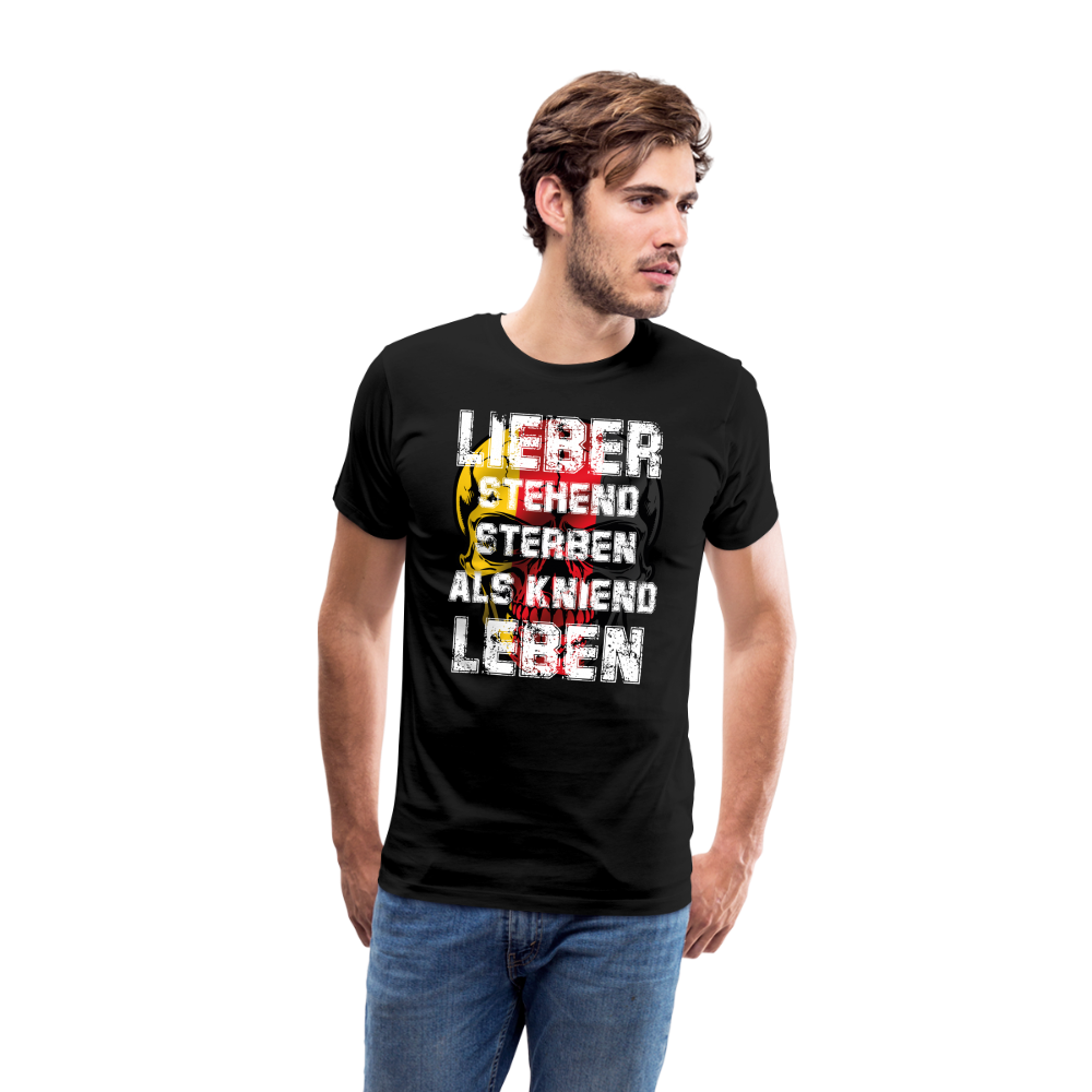 Lieber stehend sterben als kniend Leben German Skull Premium T-Shirt Herren - Schwarz