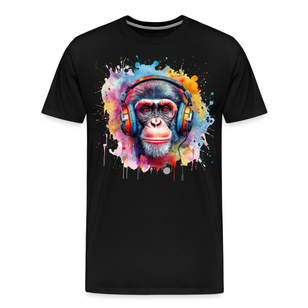 DJ Monkey Affe T-Shirt Männer Premium T-Shirt - Schwarz