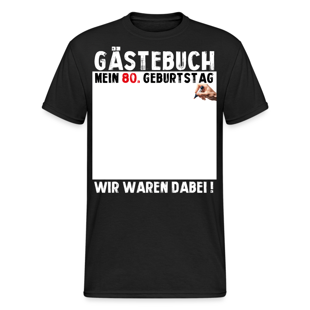 80. Geburtstag Gästebuch T-Shirt Lustig Geschenk T-Shirt - Schwarz