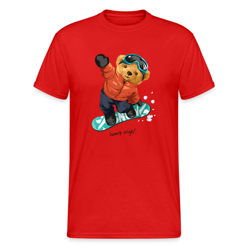 Teddybär Bear Jump High Streetwear Spruch T-Shirt Herren - Rot