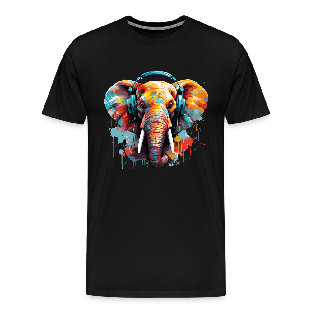 Elefant Kopfhörer Safari Zoo Männer Premium T-Shirt - Schwarz