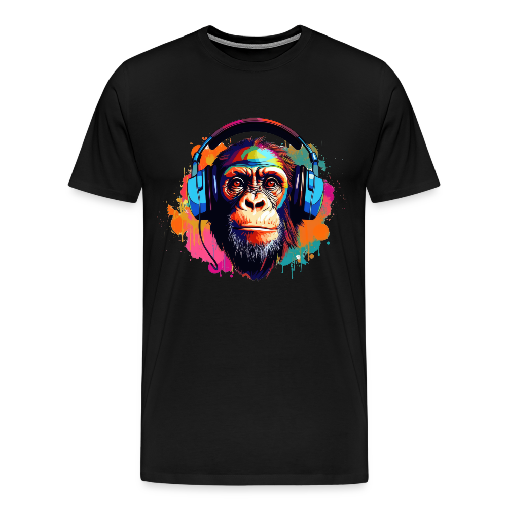 DJ Monkey Affe T-Shirt Männer Premium T-Shirt - Schwarz