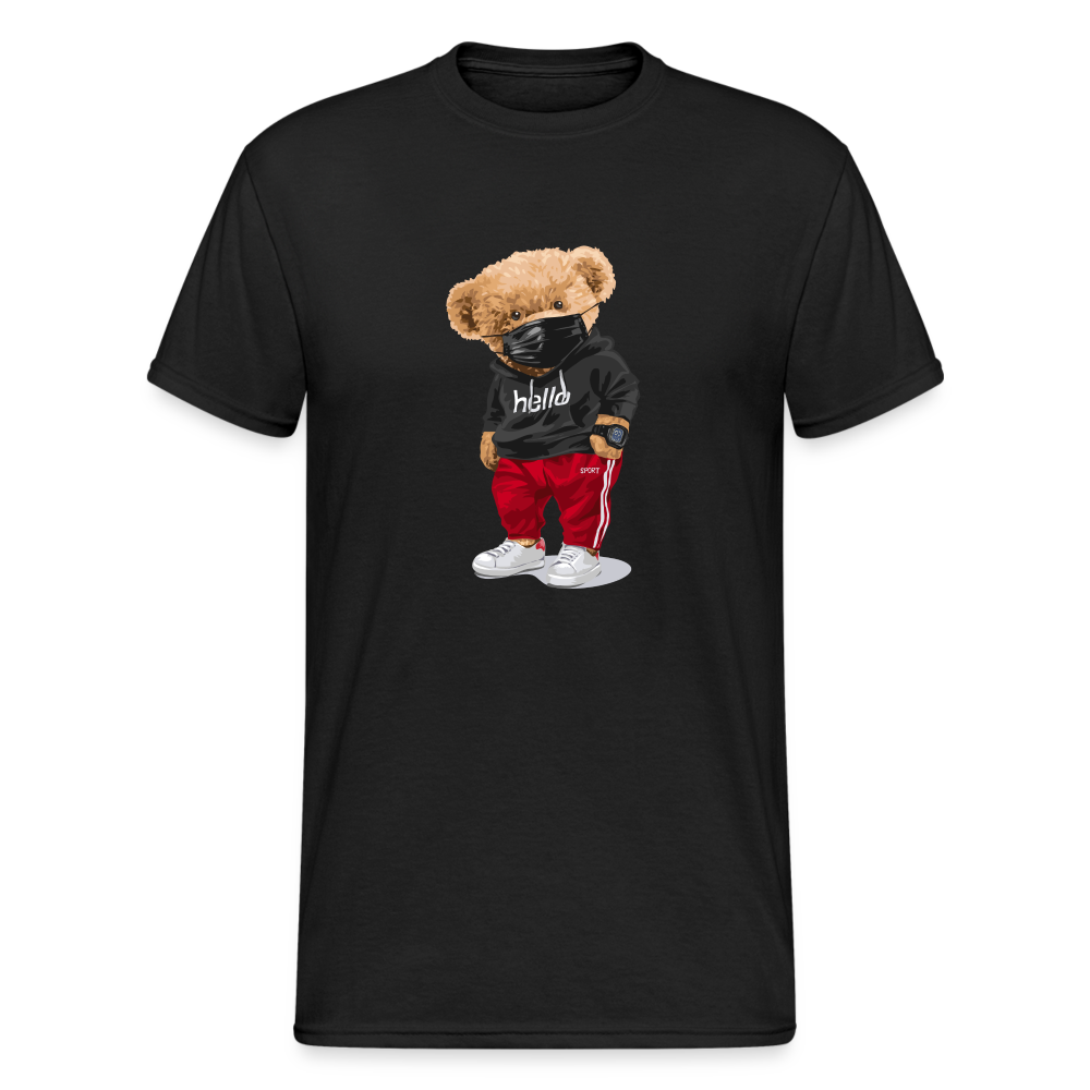 Teddybär Bear Hello Streetwear Spruch T-Shirt Herren - Schwarz