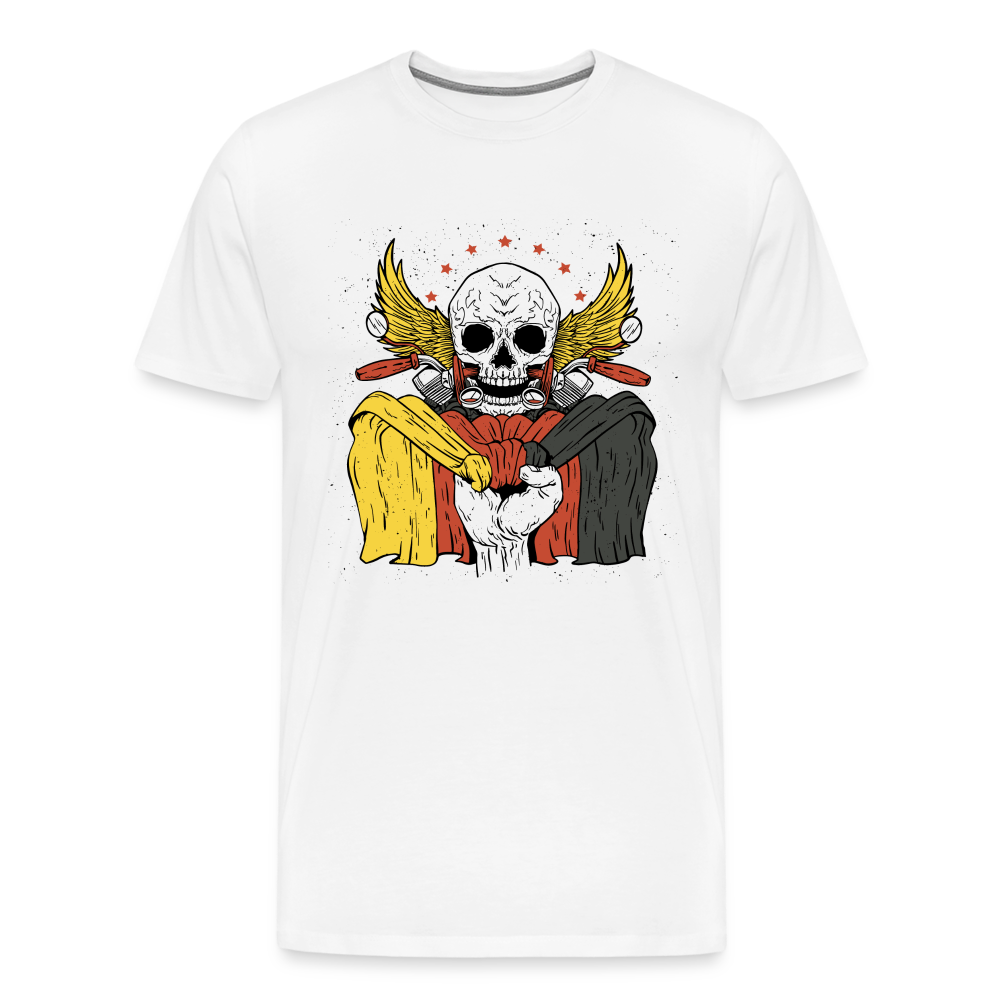 German Biker Skull Totenkopf Premium T-Shirt Herren - Weiß