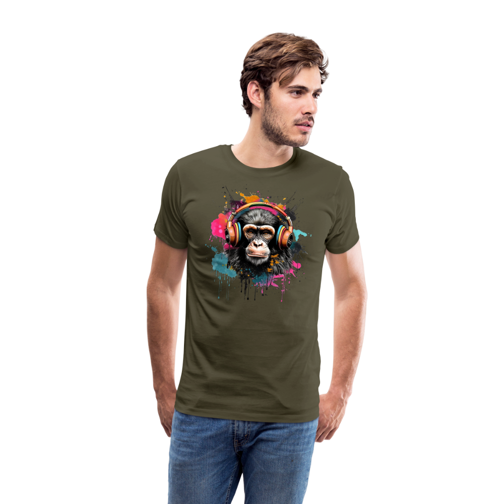 DJ Monkey Affe T-Shirt Männer Premium T-Shirt - Khaki