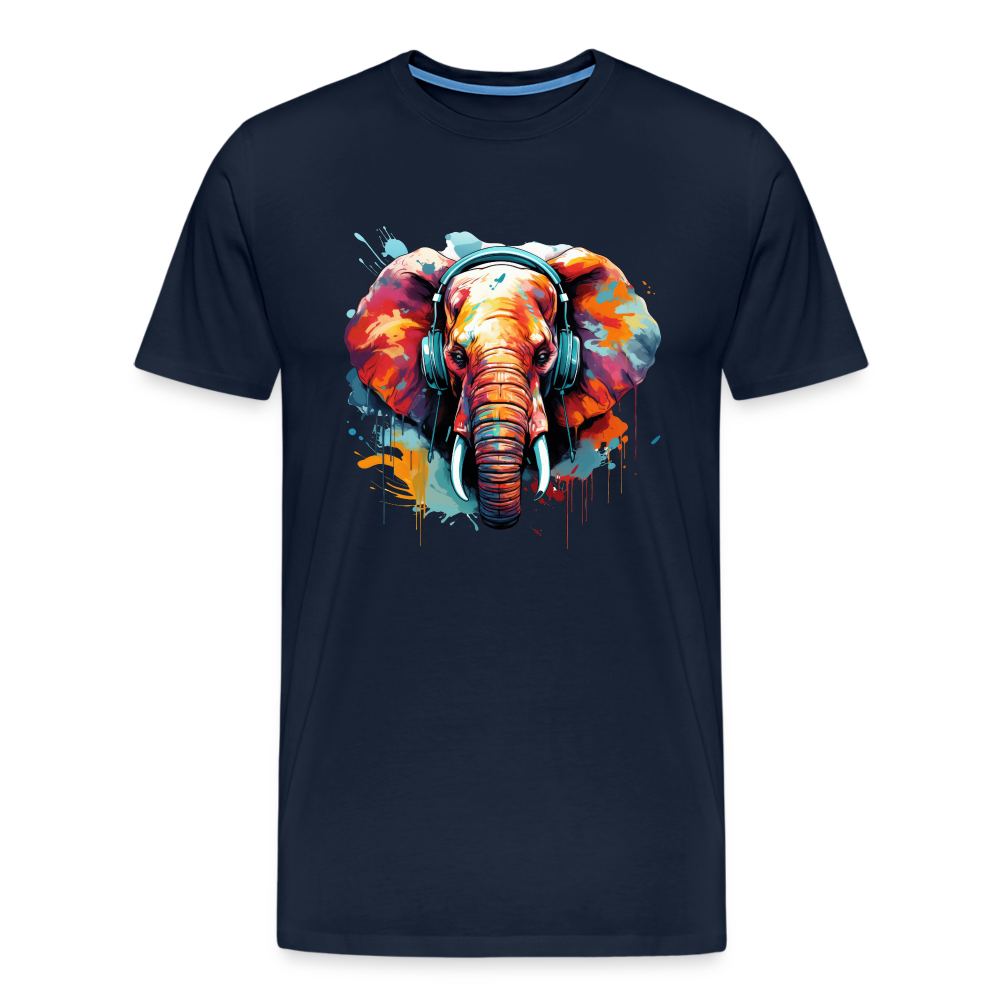 Elefant Kopfhörer Safari Zoo Männer Premium T-Shirt - Navy