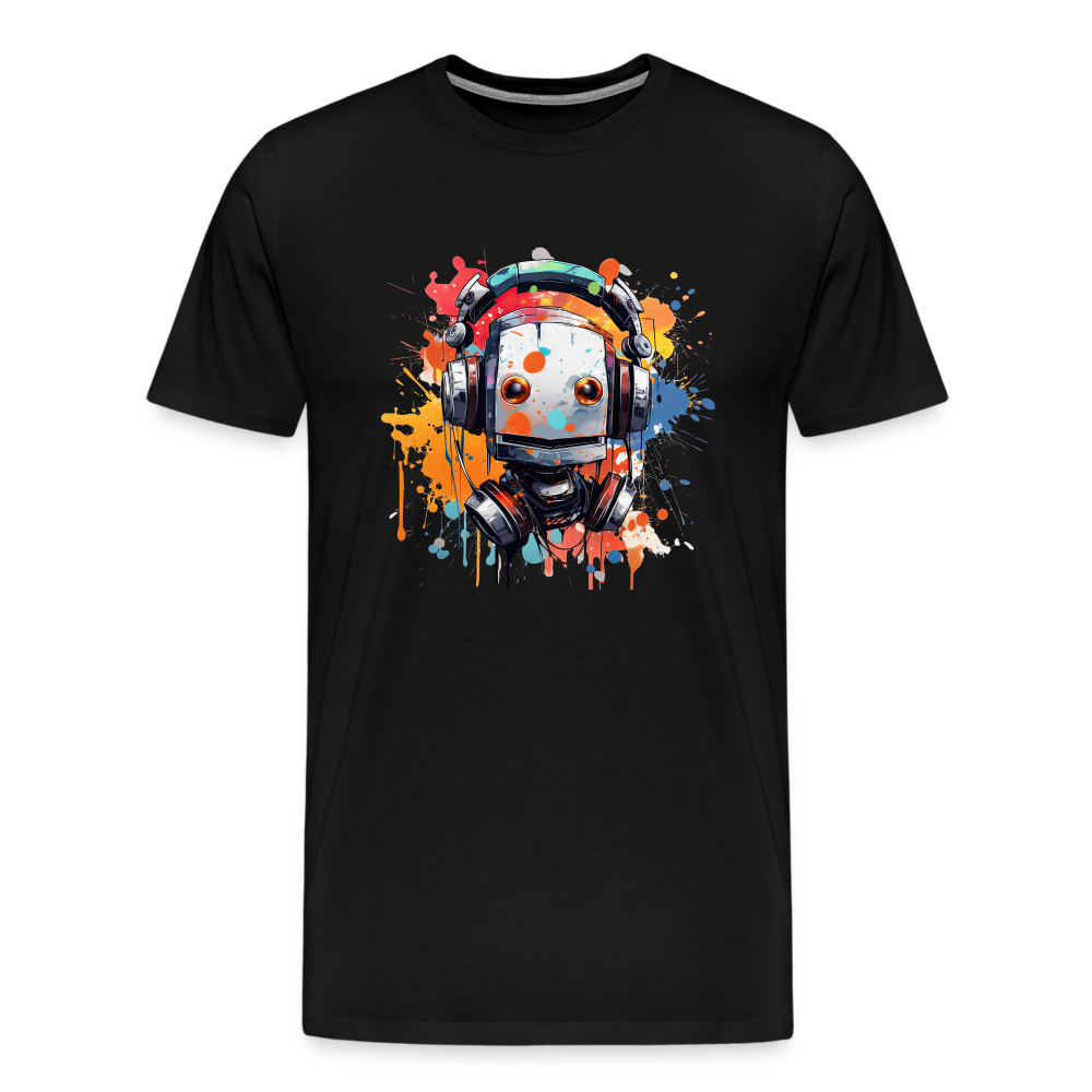 Roboter Kopfhörer Männer Premium T-Shirt - Schwarz