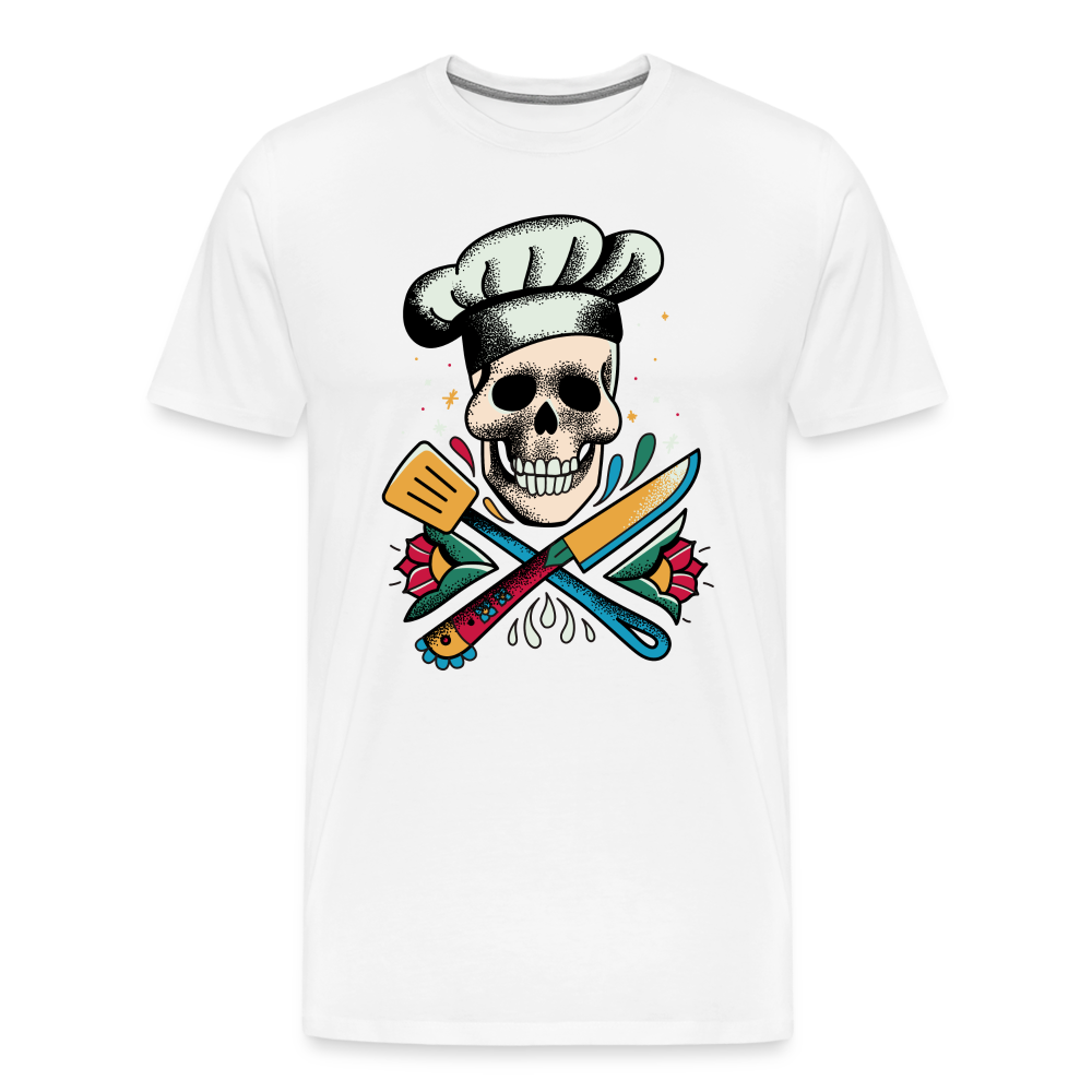 Cook Skull Koch Totenkopf Premium T-Shirt Herren - Weiß