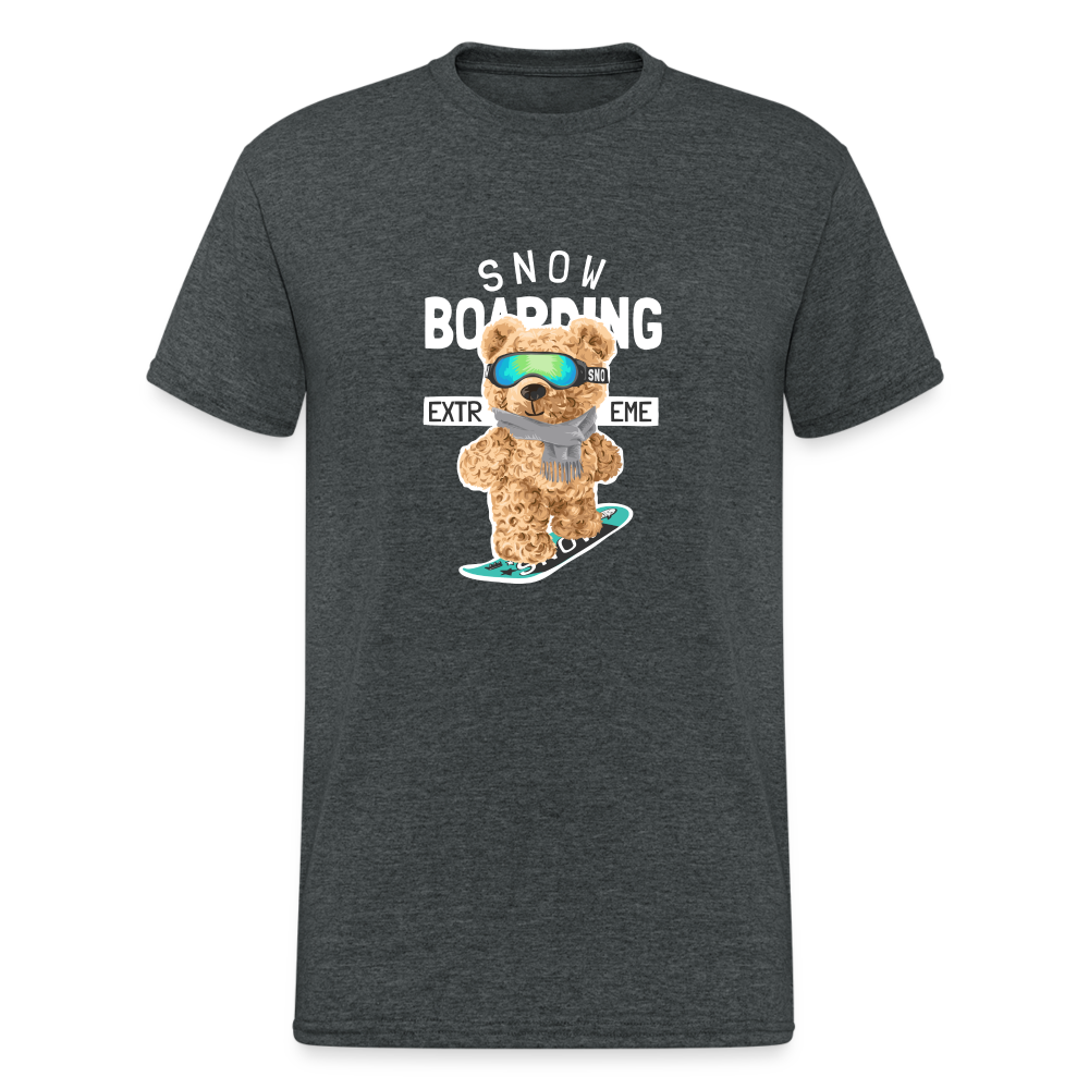 Teddybär Bear Snow Boarding Streetwear Spruch T-Shirt Herren - Dunkelgrau meliert