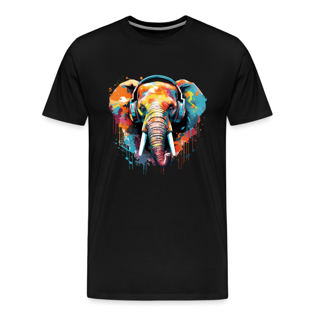 Elefant Kopfhörer Safari Zoo Männer Premium T-Shirt - Schwarz