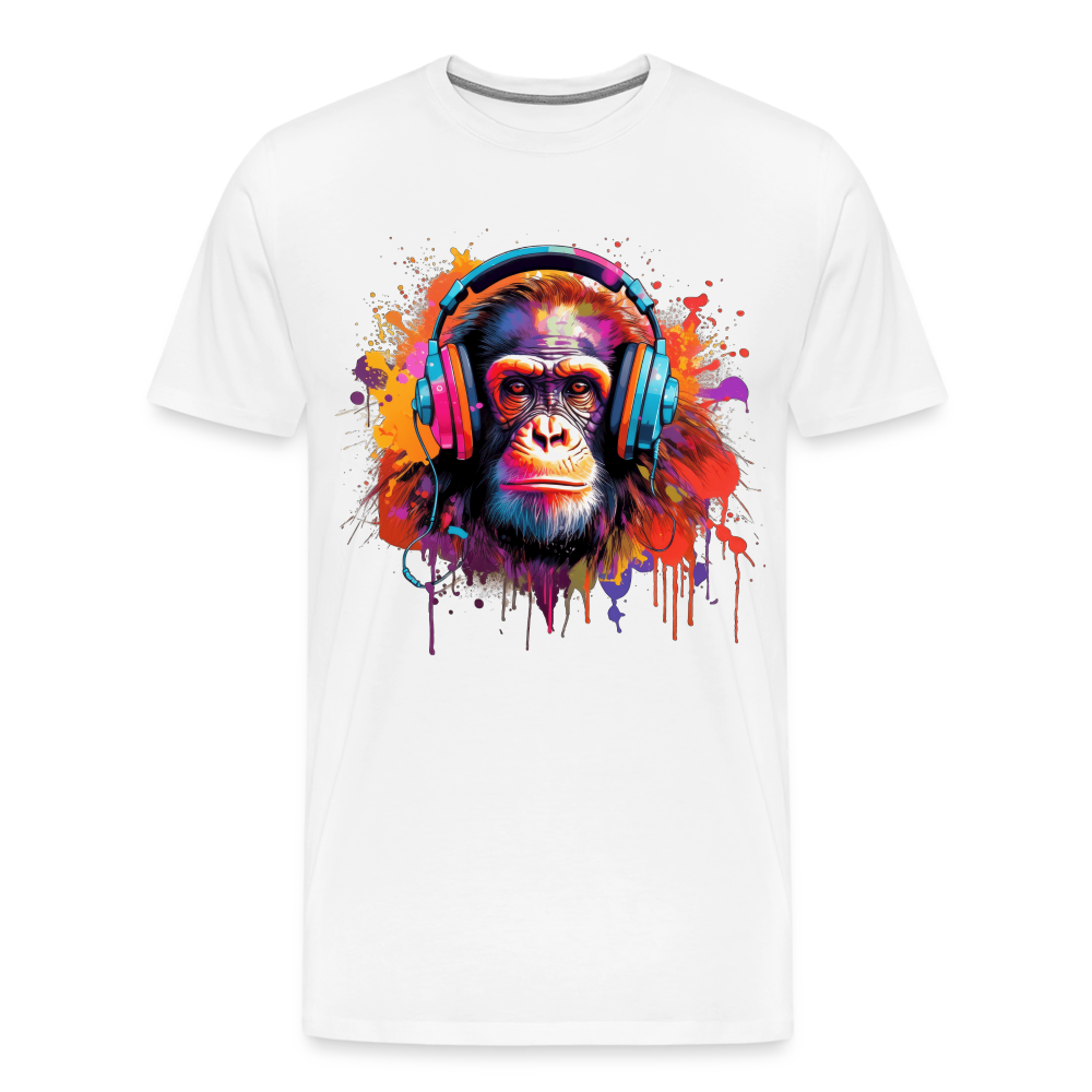 DJ Monkey Affe T-Shirt Männer Premium T-Shirt - Weiß
