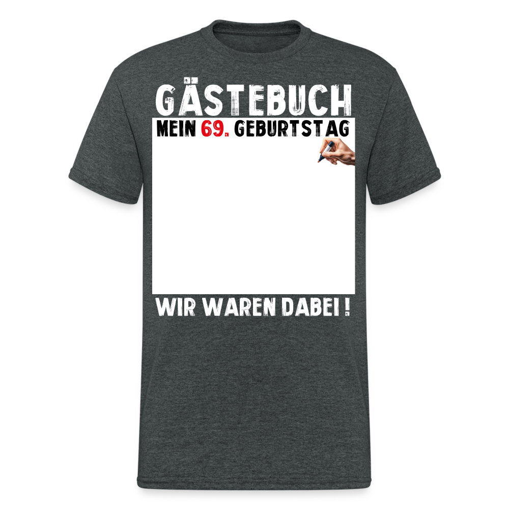 69. Geburtstag Gästebuch T-Shirt Lustig Geschenk T-Shirt - Dunkelgrau meliert