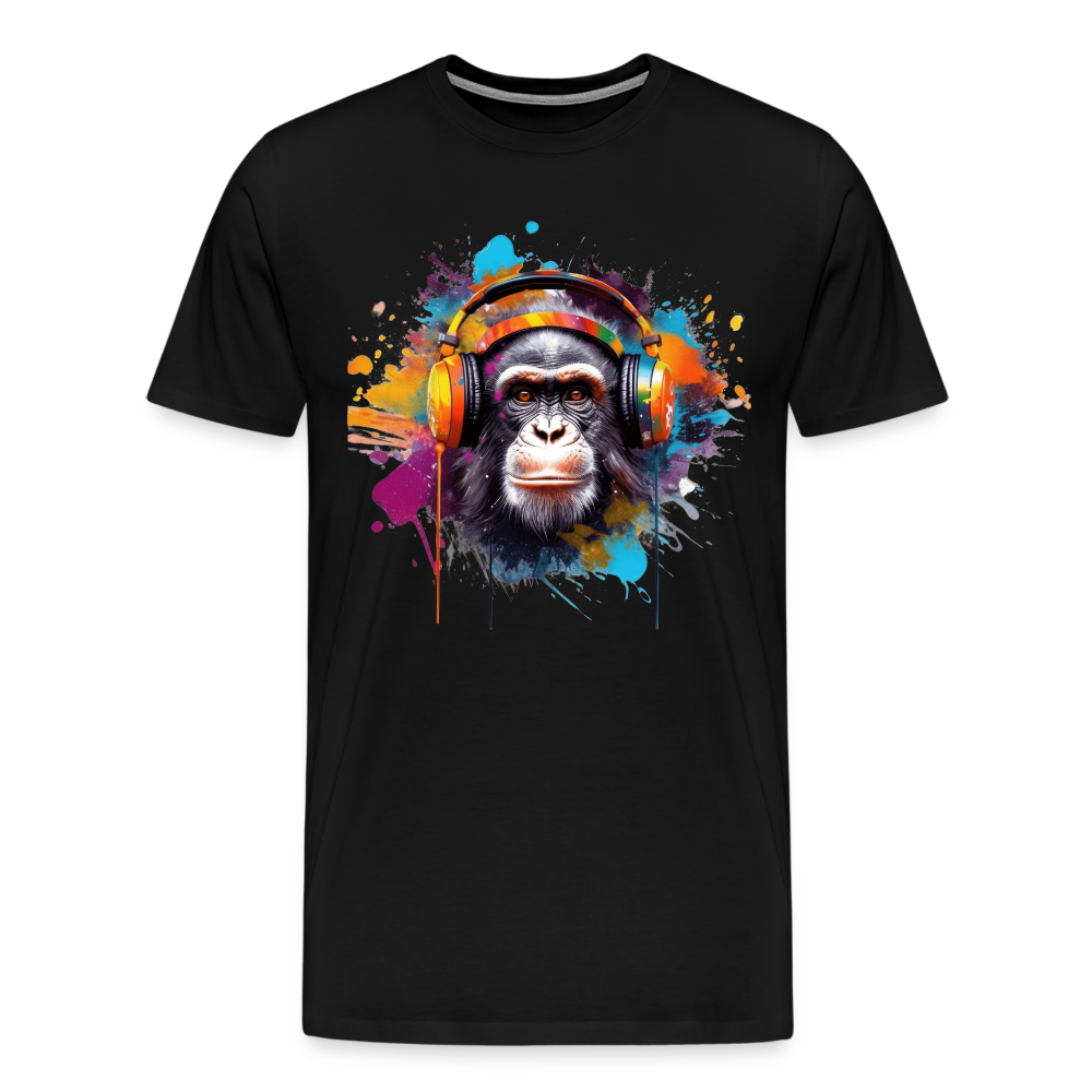 DJ Monkey Affe T-Shirt Männer Premium T-Shirt - Schwarz