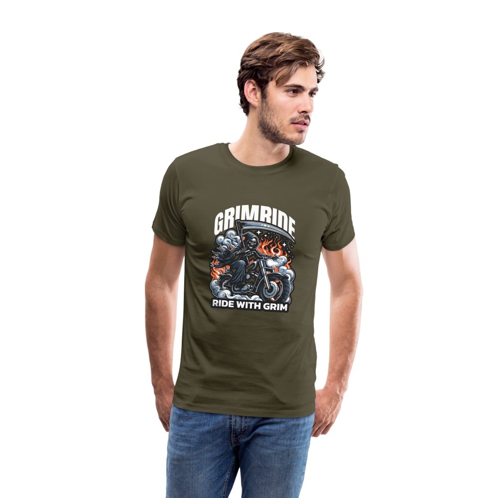 Grimride Ride With Grim Premium T-Shirt Herren - Khaki