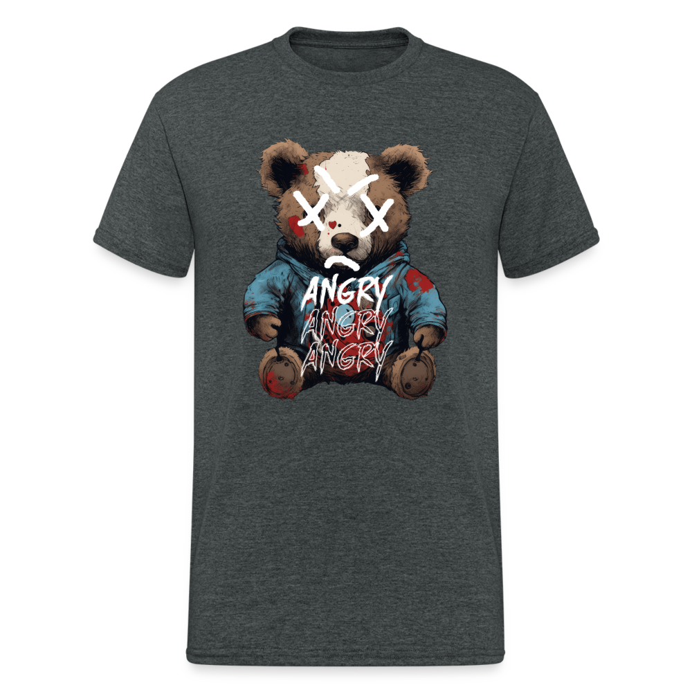 Teddybär Bear Angry Streetwear Spruch T-Shirt Herren - Dunkelgrau meliert