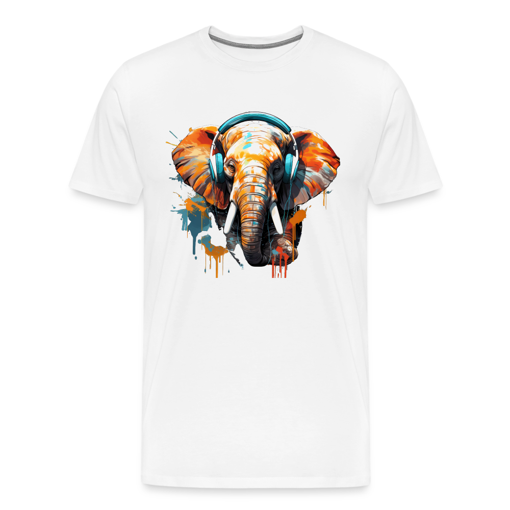 Elefant Kopfhörer Safari Zoo Männer Premium T-Shirt - Weiß