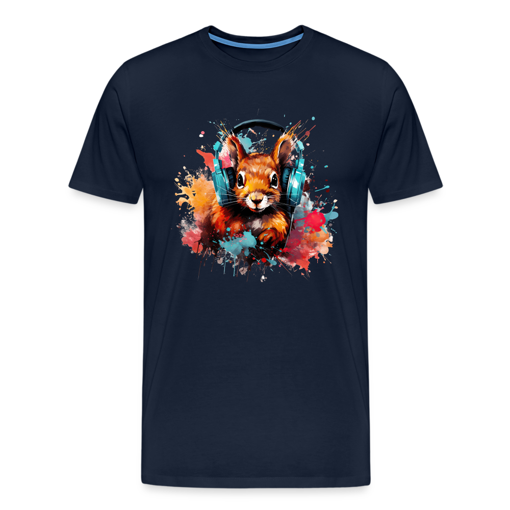 Eichhörnchen Kopfhörer Safari Zoo Männer Premium T-Shirt - Navy