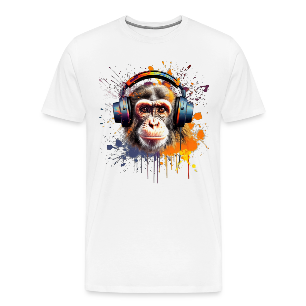 DJ Monkey Affe T-Shirt Männer Premium T-Shirt - Weiß