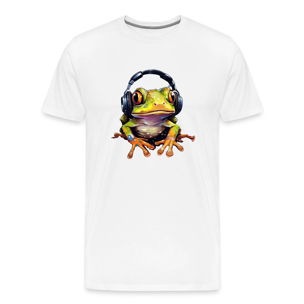 Frosch Kopfhörer Safari Zoo Männer Premium T-Shirt - Weiß