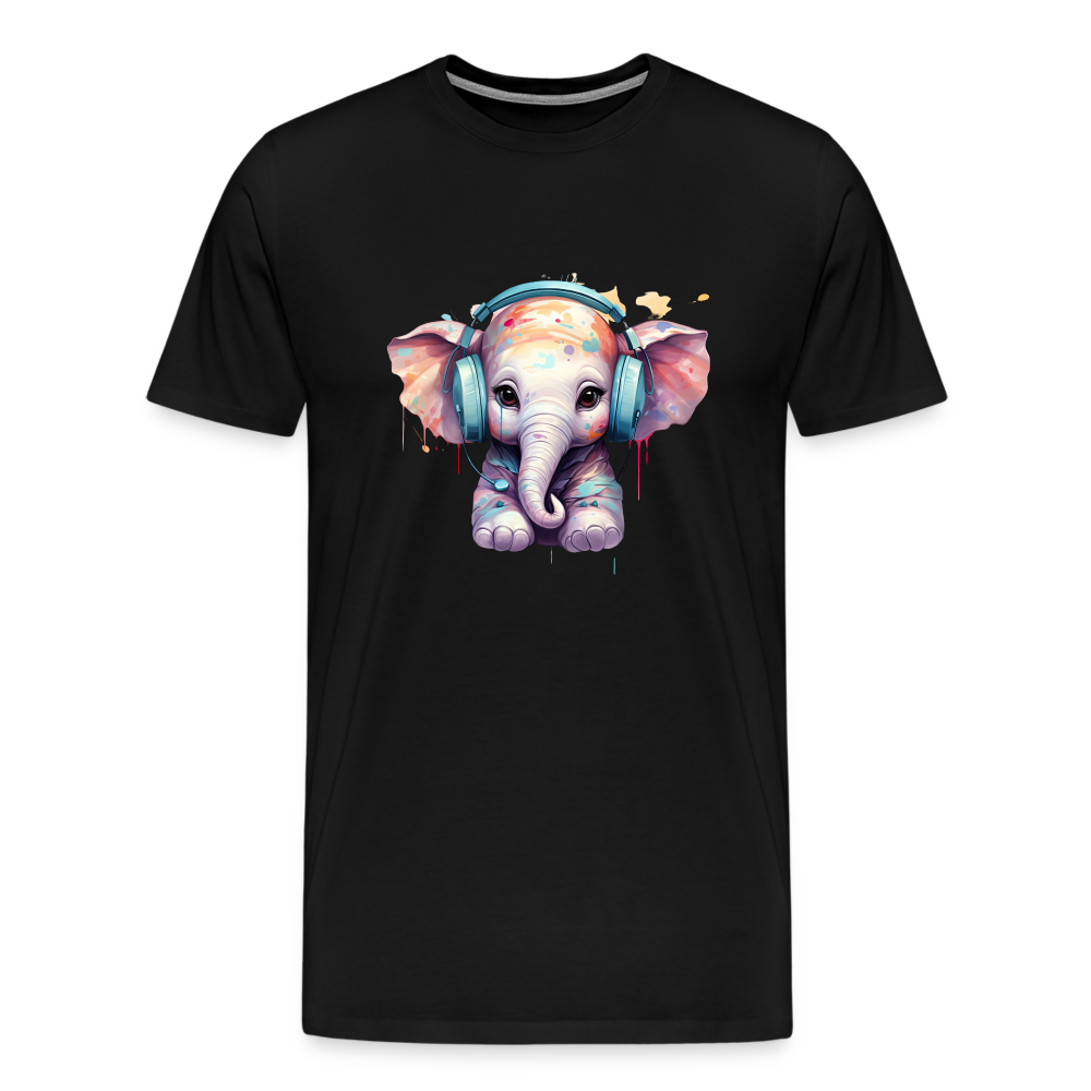 Elefant Kopfhörern Safari Zoo Männer Premium T-Shirt - Schwarz