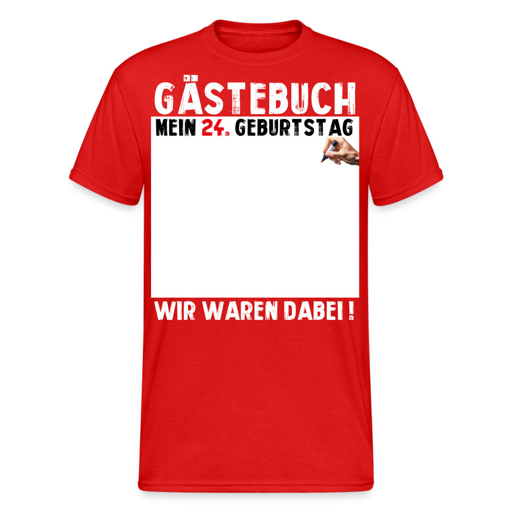 24. Geburtstag Gästebuch T-Shirt Lustig Geschenk T-Shirt - Rot