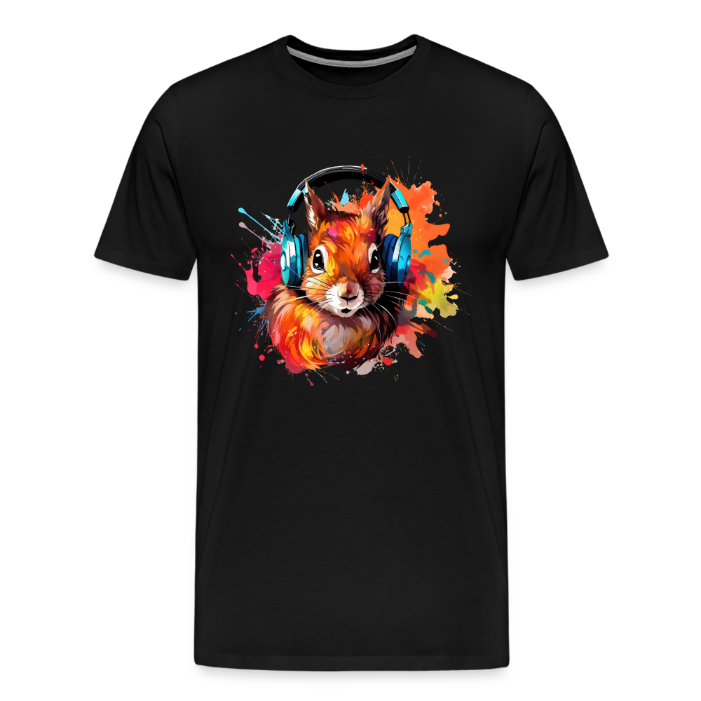Eichhörnchen Kopfhörer Safari Zoo Männer Premium T-Shirt - Schwarz