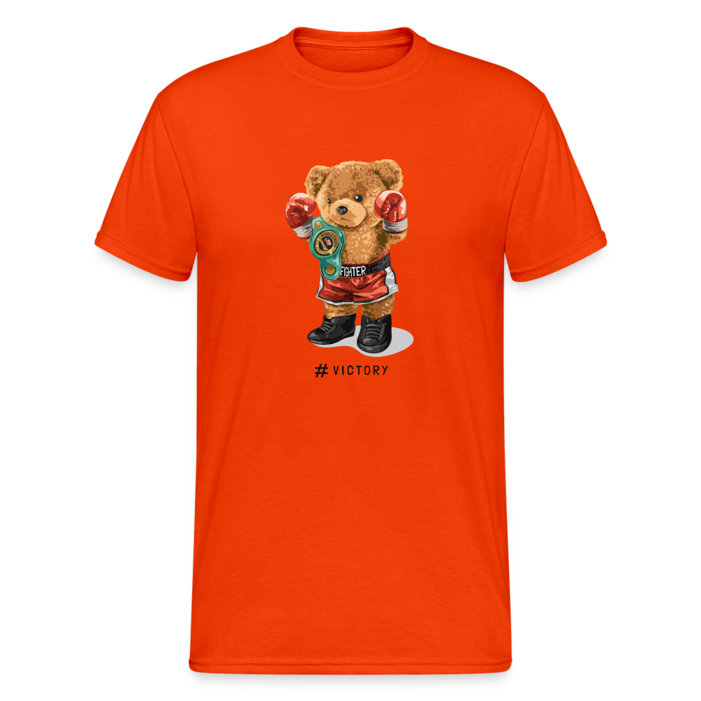 Teddybär Bear Victory Streetwear Spruch T-Shirt Herren - kräftig Orange