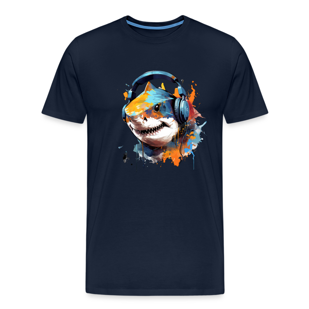 Hai Kopfhörer Safari Zoo Männer Premium T-Shirt - Navy