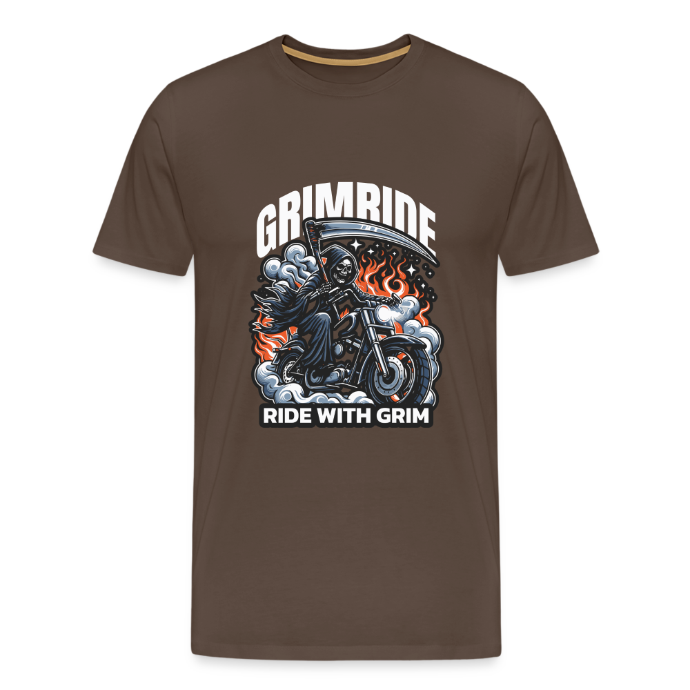 Grimride Ride With Grim Premium T-Shirt Herren - Edelbraun