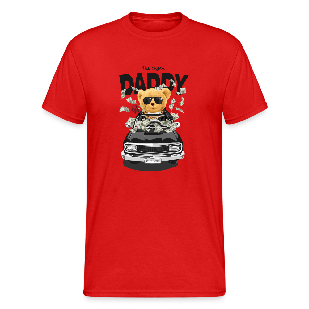 Teddybär Bear the sugar Daddy Streetwear Spruch T-Shirt Herren - Rot