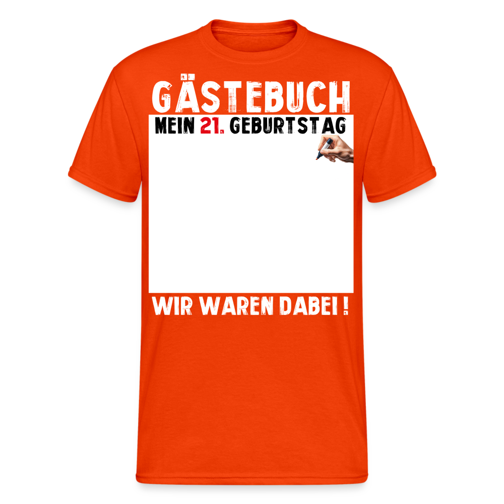 21. Geburtstag Gästebuch T-Shirt Lustig Geschenk T-Shirt - kräftig Orange