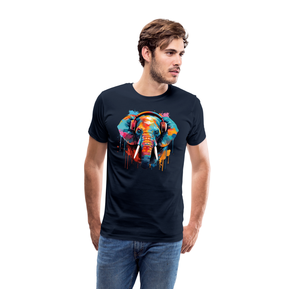 Elefant Kopfhörer Safari Zoo Männer Premium T-Shirt - Navy