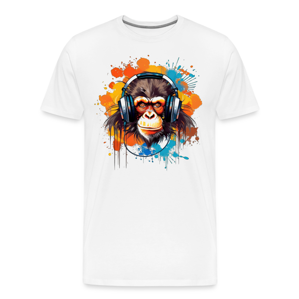 DJ Monkey Affe T-Shirt Männer Premium T-Shirt - Weiß