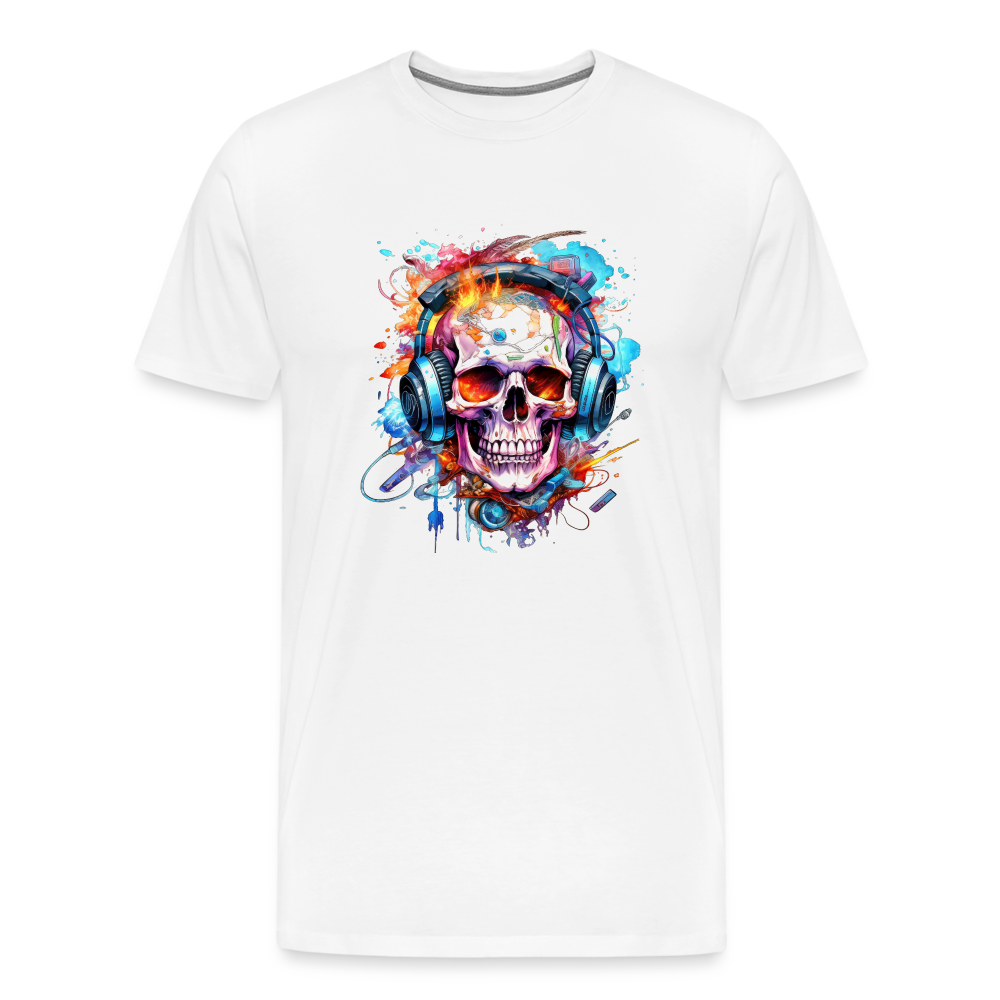 Totenkopf Kopfhörer Safari Zoo Männer Premium T-Shirt - Weiß
