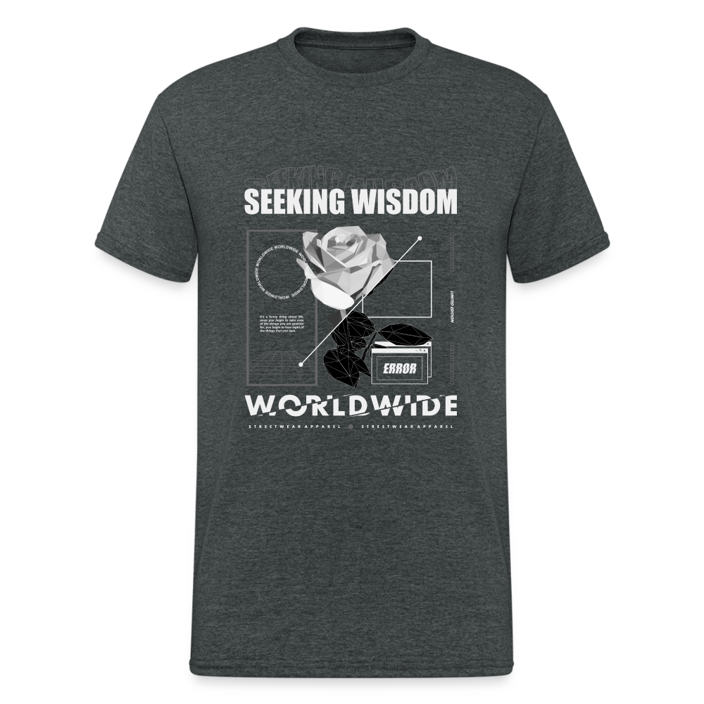 Urban Streetwear Seeking Wisdom World Wide T-Shirt Herren - Dunkelgrau meliert