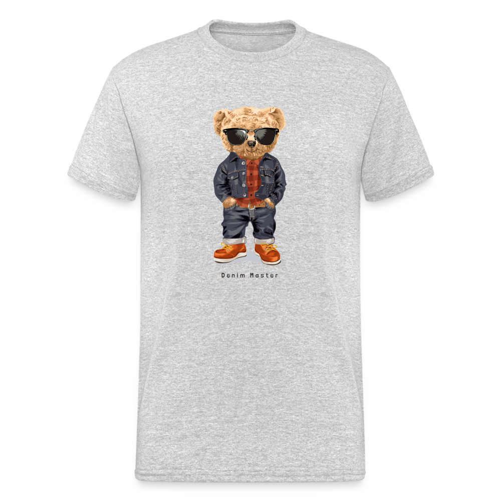 Teddybär Bear Denim Master Streetwear Spruch T-Shirt Herren - Grau meliert